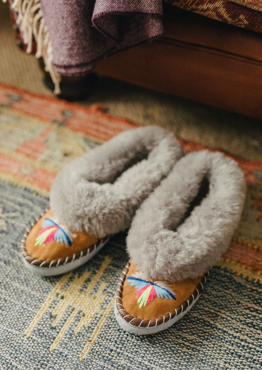 Grey Handmade Sheepskin Slippers ONAIE