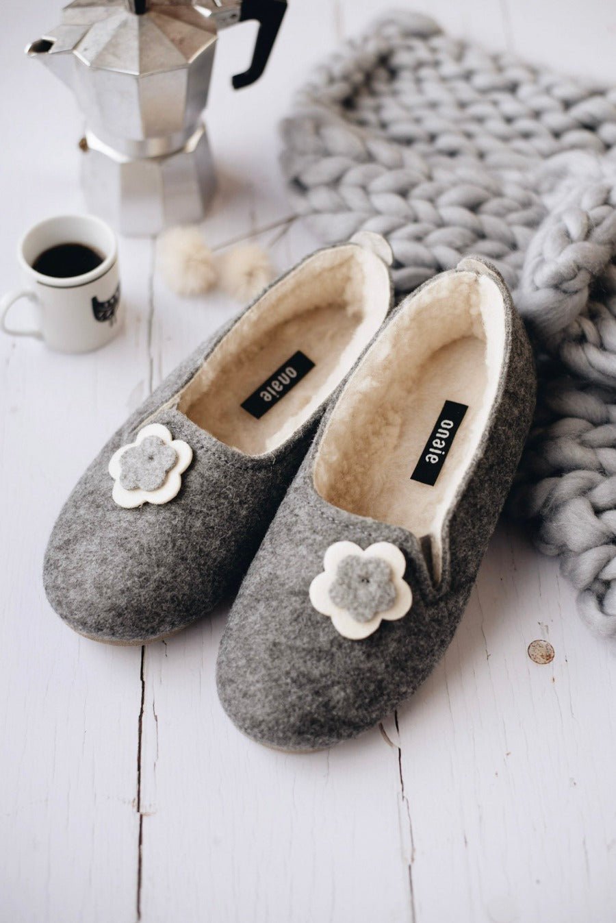 Flower Felt Slippers For Women