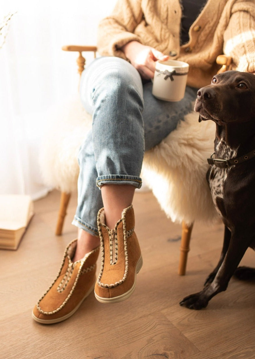 Tan cheap slipper boots