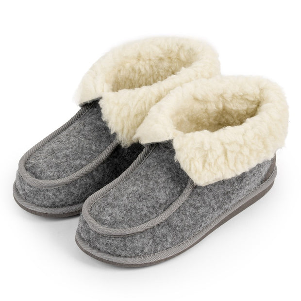 Grey Felt Wool Slipper Boots