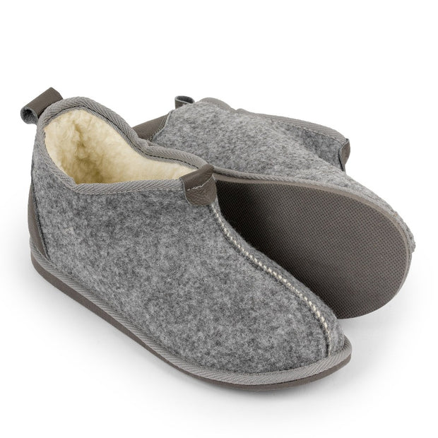Short Grey Felt Wool Slipper Boots