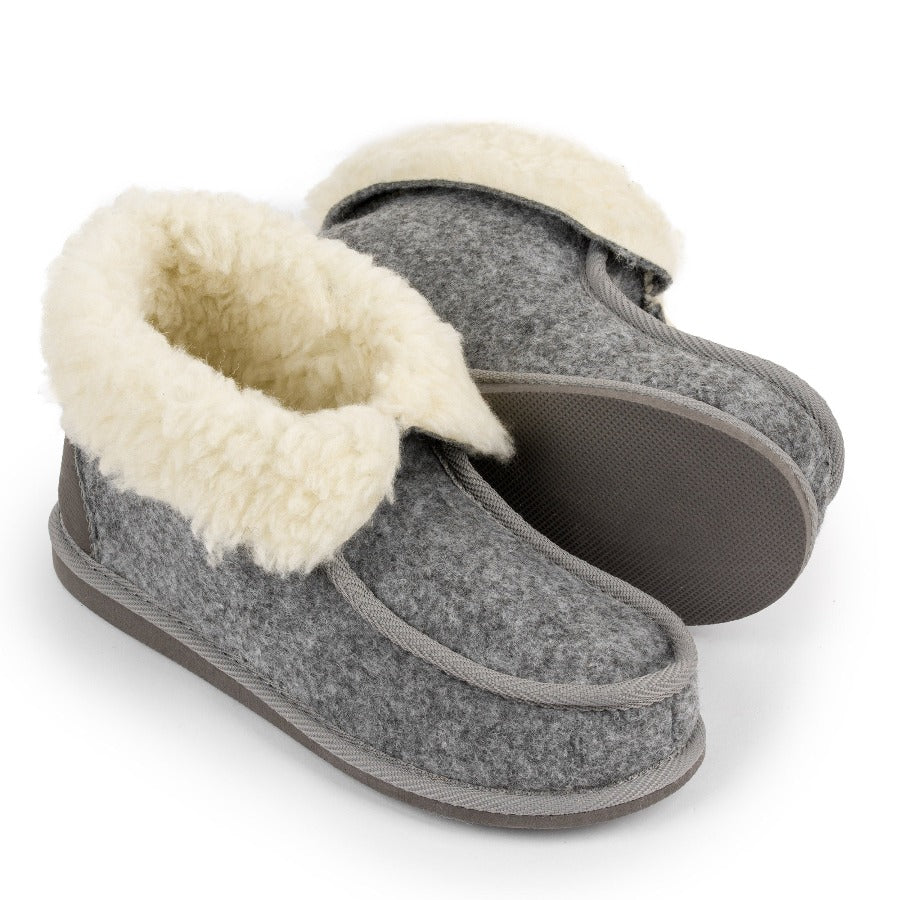 Grey Felt Slipper Boots - ONAIE