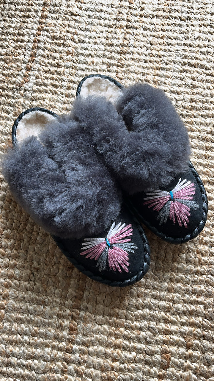 Aubergine Sheepskin Mule Slippers