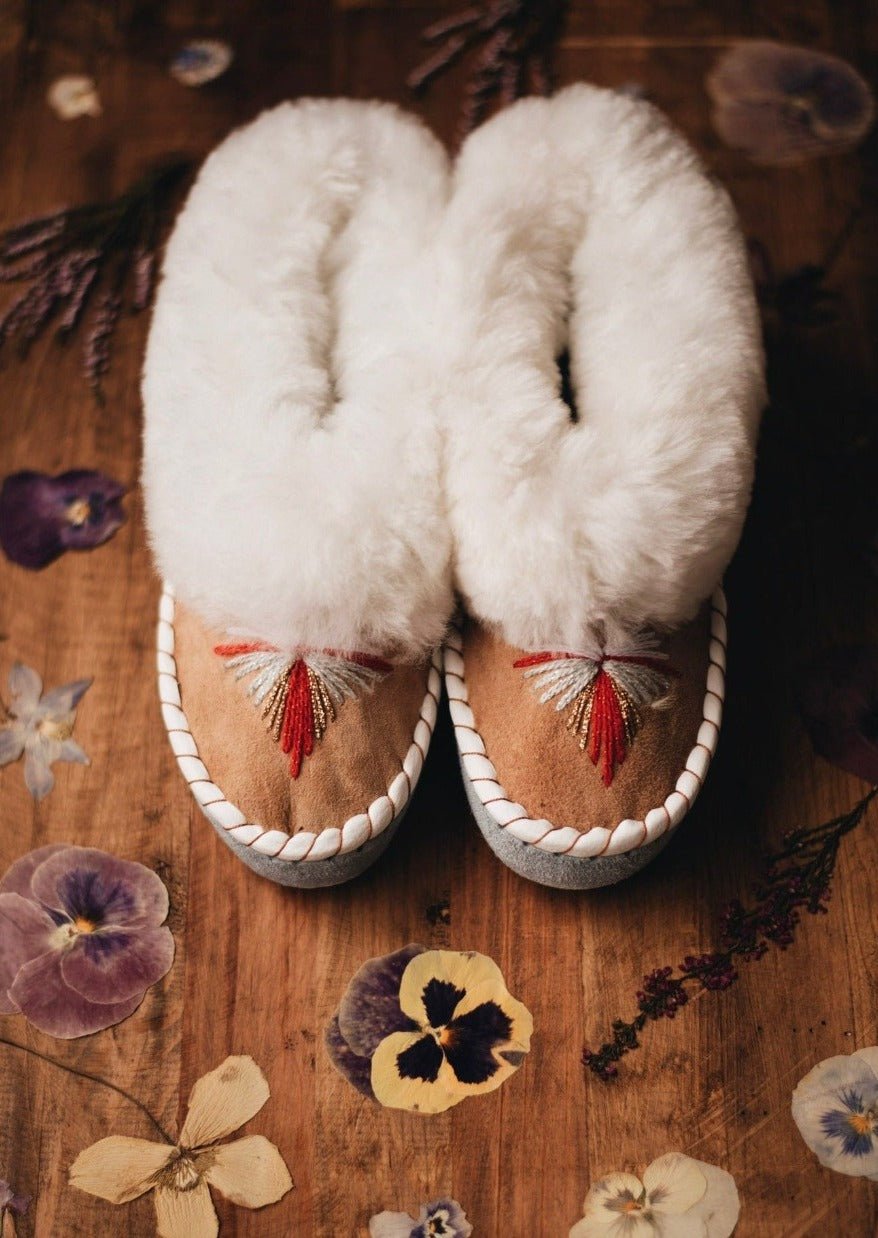 Butterfly White Sheepskin Slippers - ONAIE