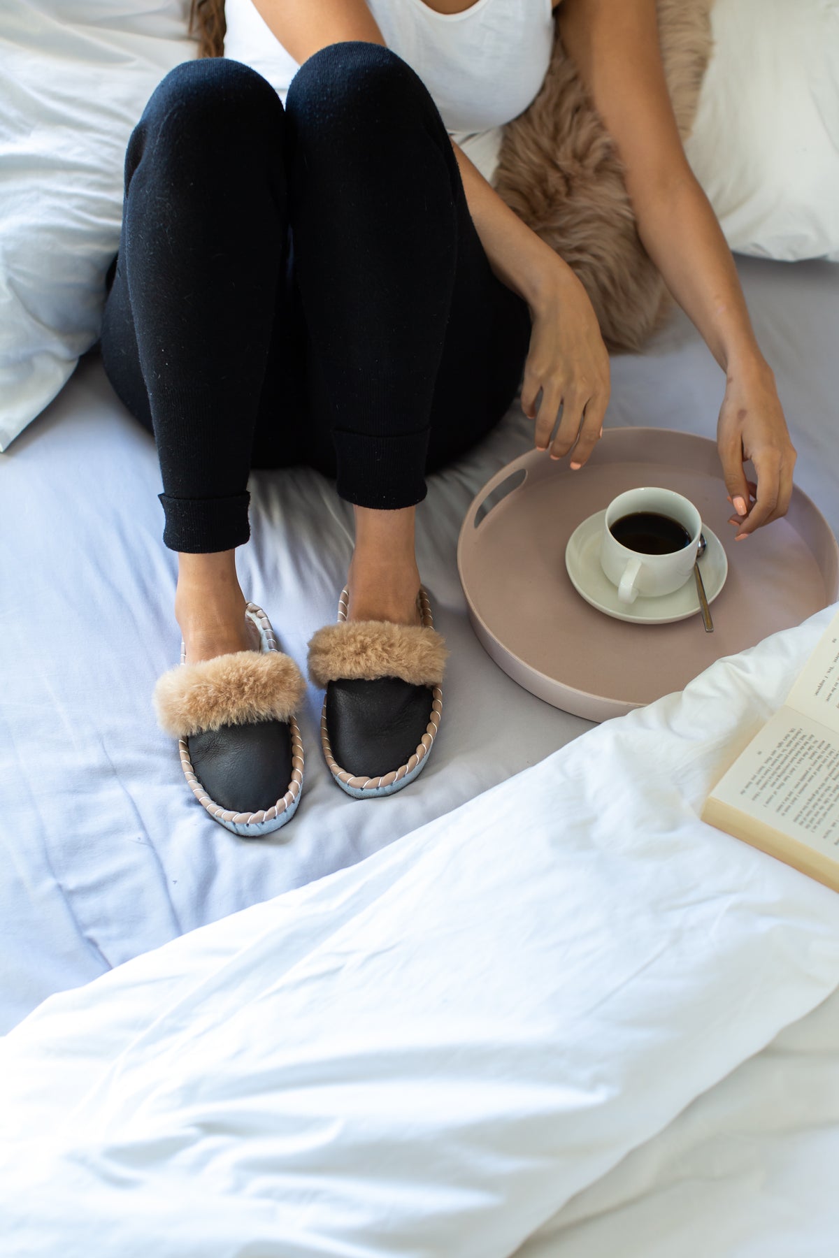 Dark Sheepskin Mule Slippers