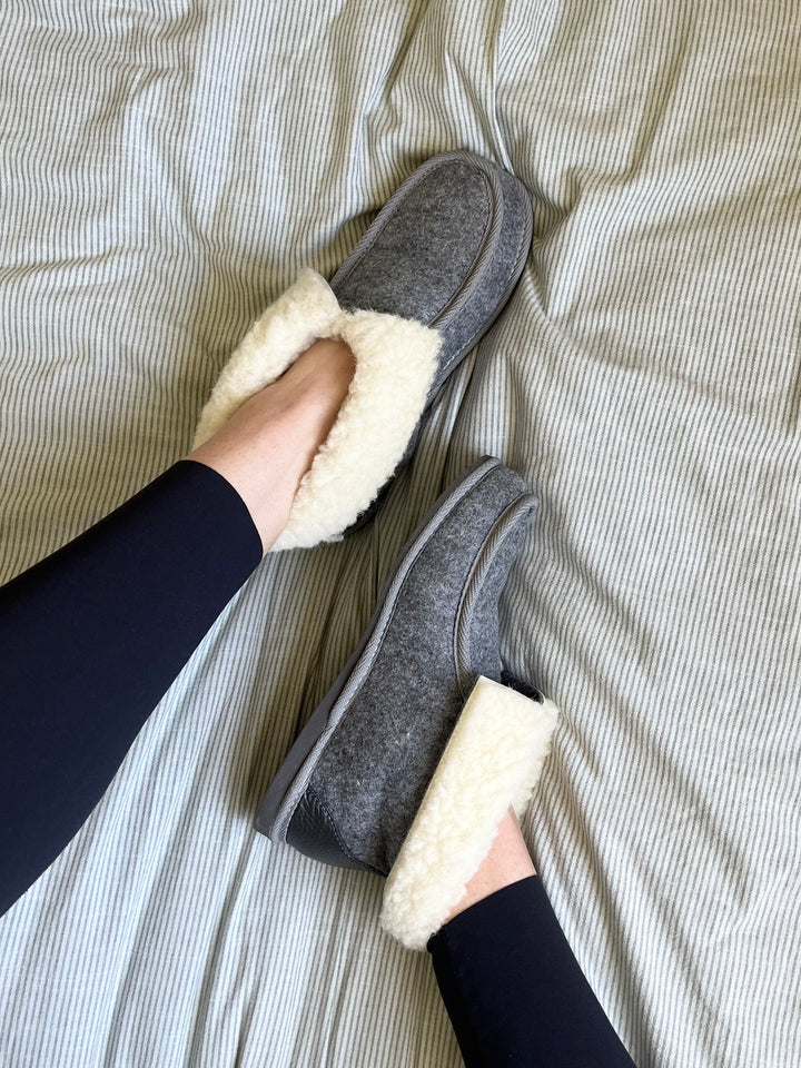 Grey Felt Slipper Boots