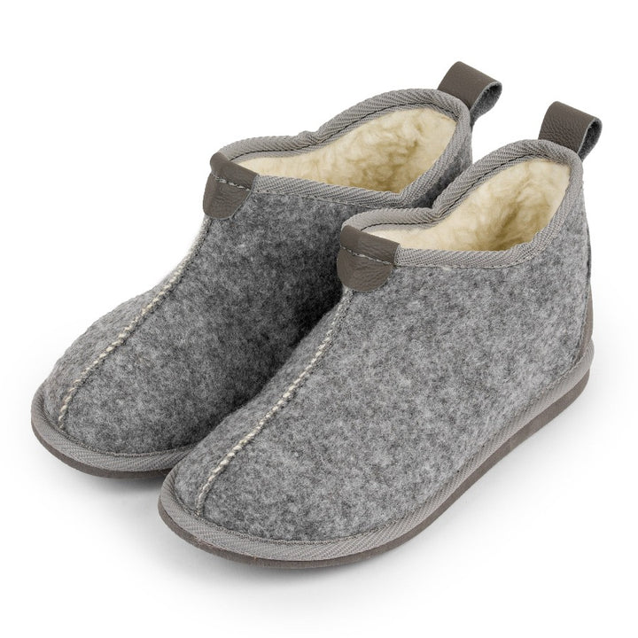 Short Grey Felt Wool Slipper Boots