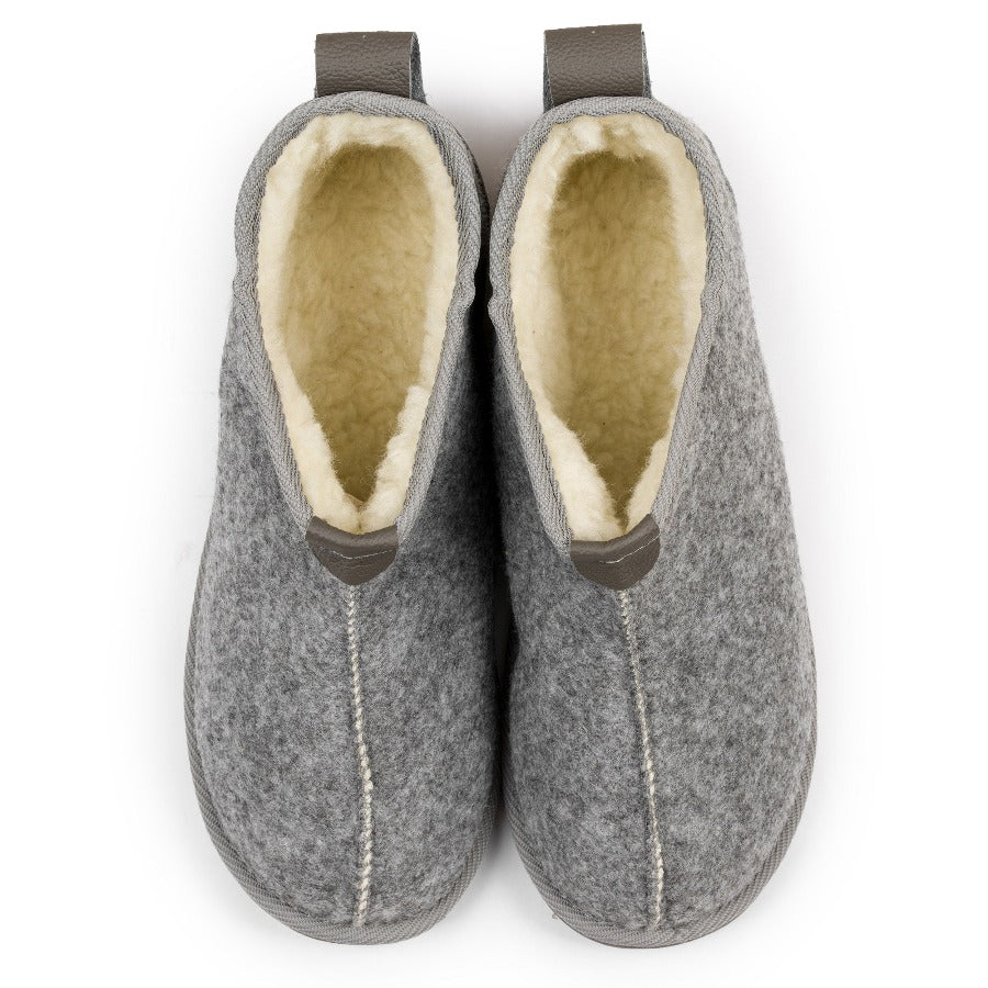 Short Grey Felt Wool Slipper Boots