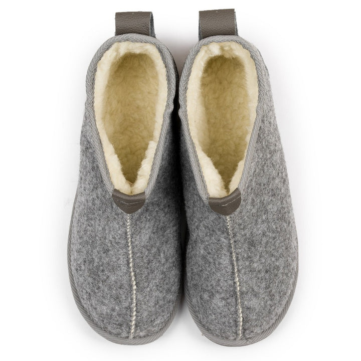 Short Grey Felt Wool Slipper Boots