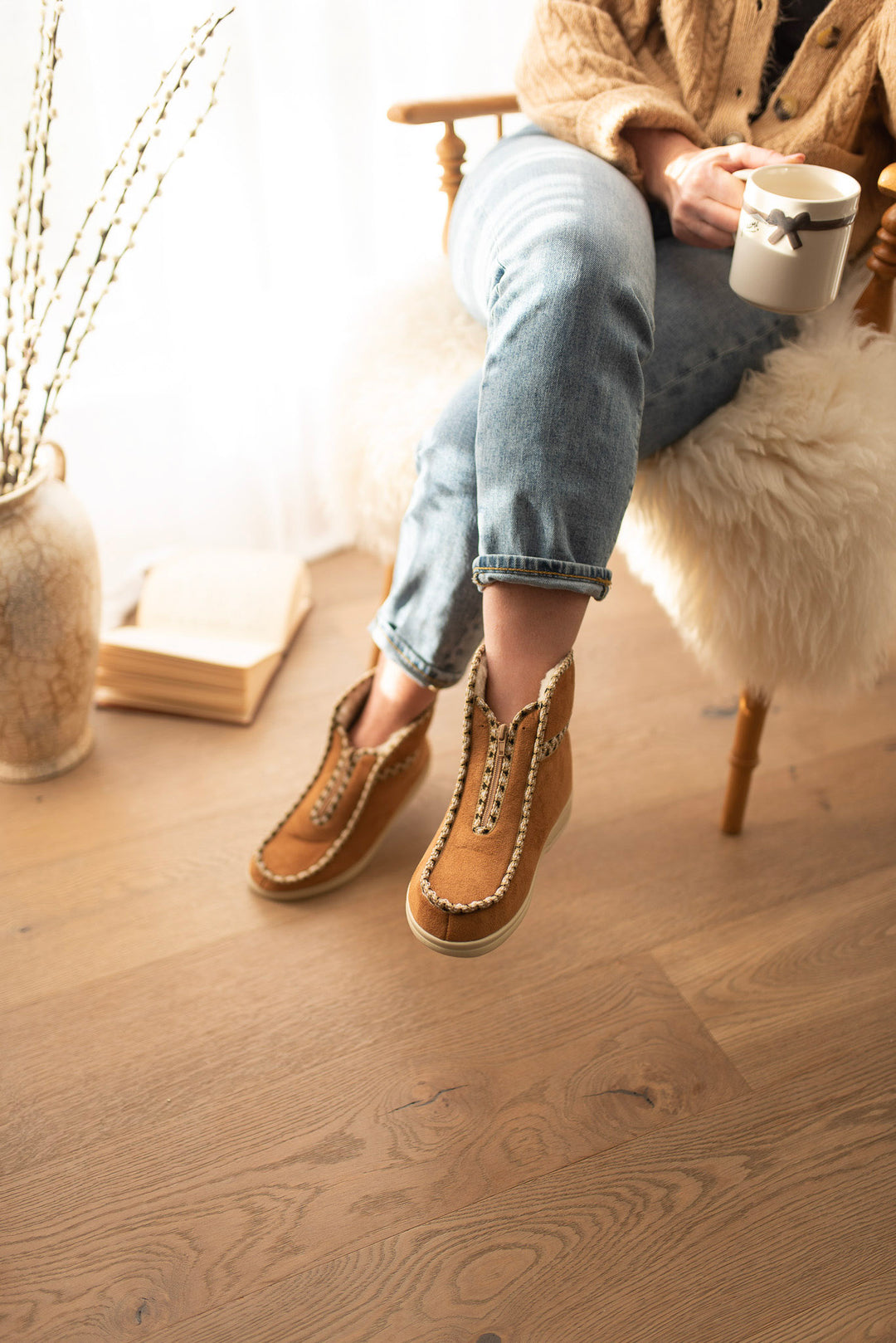Tan Slipper Boots  for Women
