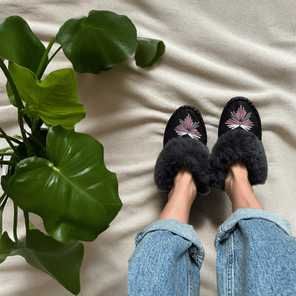 Aubergine Sheepskin Mules - ONAIE