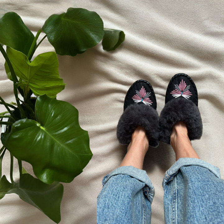 Aubergine Sheepskin Mule Slippers