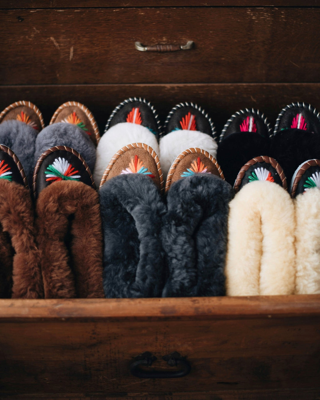 handmade lucky dip sheepskin slippers