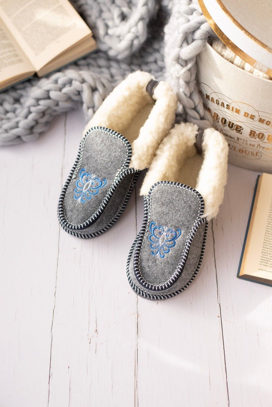 Embroidered Slipper Boots - ONAIE