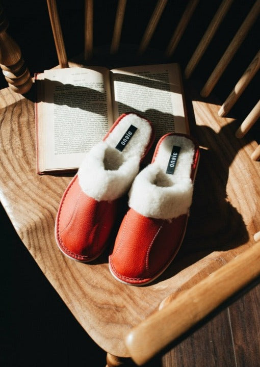 Red Wool Slippers