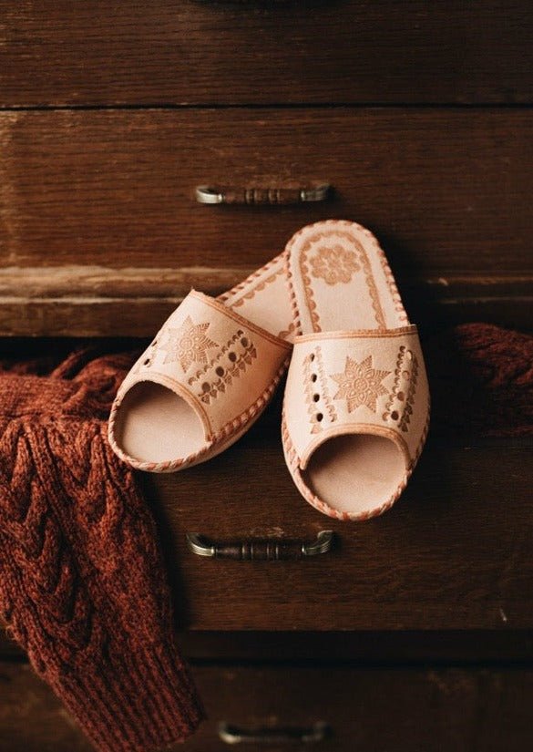 Open Toe Leather Star Mules - ONAIE
