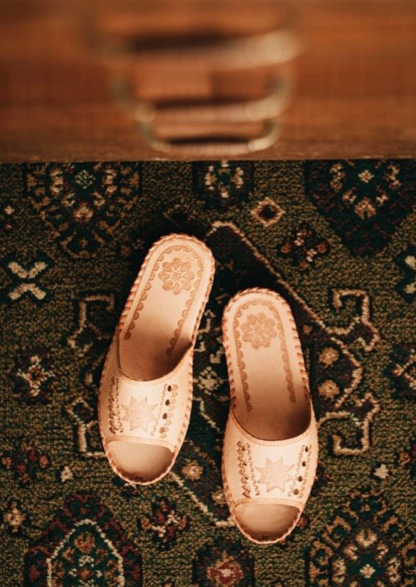 Open Toe Leather Star Mules - ONAIE