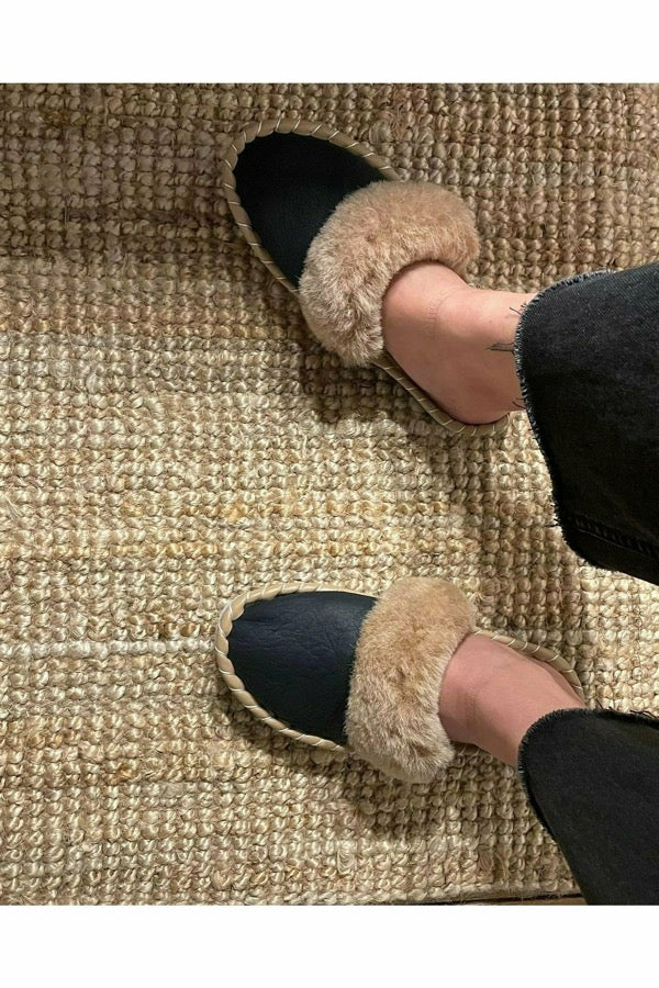 Dark Sheepskin Mule Slippers - ONAIE